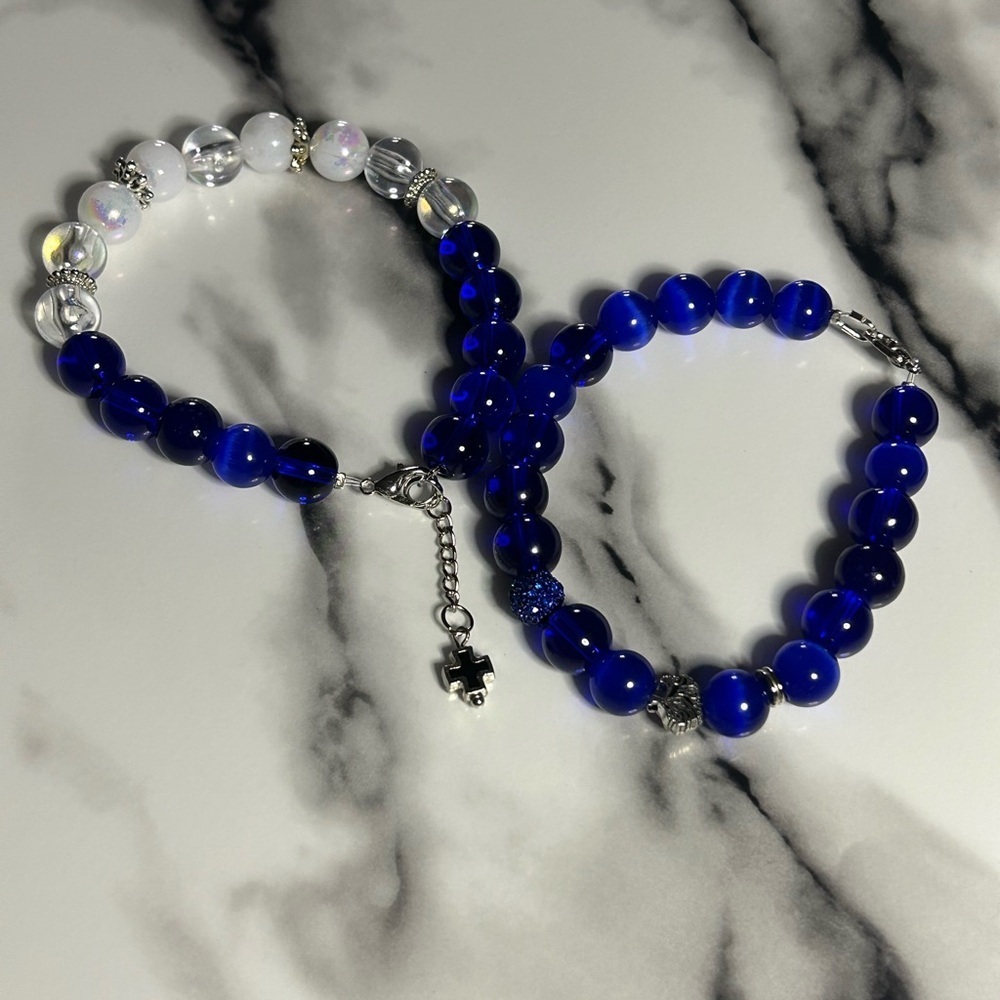 Deep Blue Crystal Bracelet Set